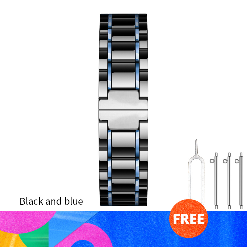 20mm 22mm Keramik Armbinde Für huawei Uhr 2/GT 2/honor uhr magie Für Samsung Getriebe S3 Grenze/klassisch Ersatz Gurt: schwarz und blau / 22mm