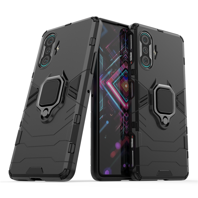 Funda de teléfono para Xiaomi Redmi K40 Gaming, carcasa con anillo magnético y soporte, a prueba de golpes, Armadura: Redmi K40 Gaming / Darkblack