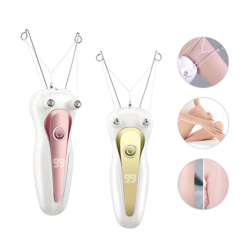 Elektrische Body Hair Remover Vrouwen Katoenen Draad Been Arm Scheerapparaat Scheermes Dame Schoonheid Nek Oplaadbare Haar Epilator
