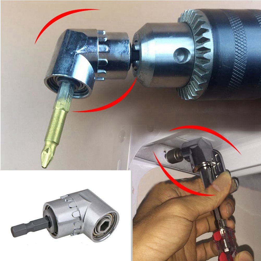 2PCS Right Angle Drill,105 Degree Multifunction Right Angle Driver with 1/4inch Hex Bit Socket Screwdriver Holder Adapter