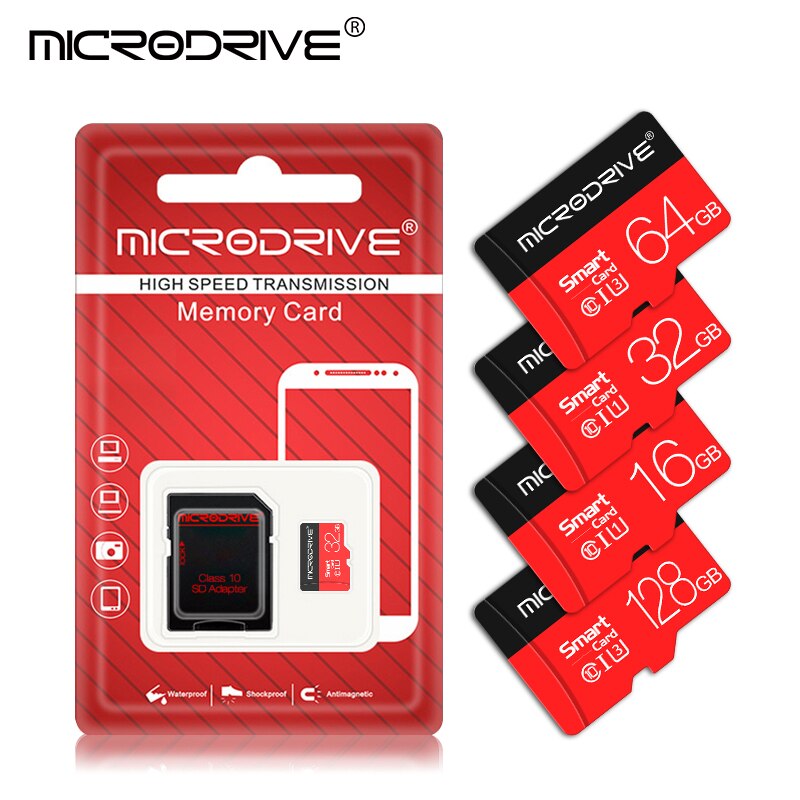 Tarjeta micro sd roja para teléfono inteligente, tarjeta de memoria de 8GB, 16GB, 32GB, 64GB y 128GB, flash usb para Smartphone, Clase 10,