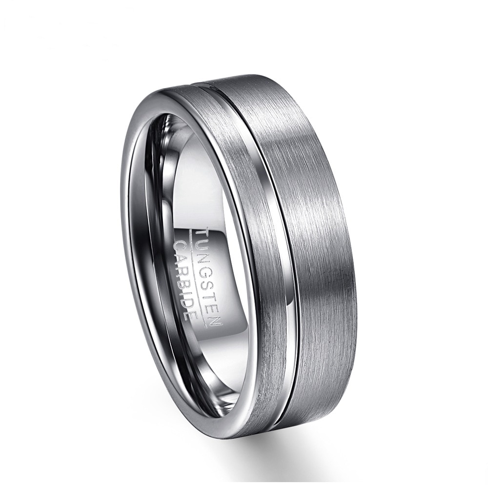 Chuhan Mode Matte Oppervlak Gedeeltelijke Groef Dikke Wolfraam Stalen Mannen Ring Voor Party Bruiloft Sieraden Accessoires
