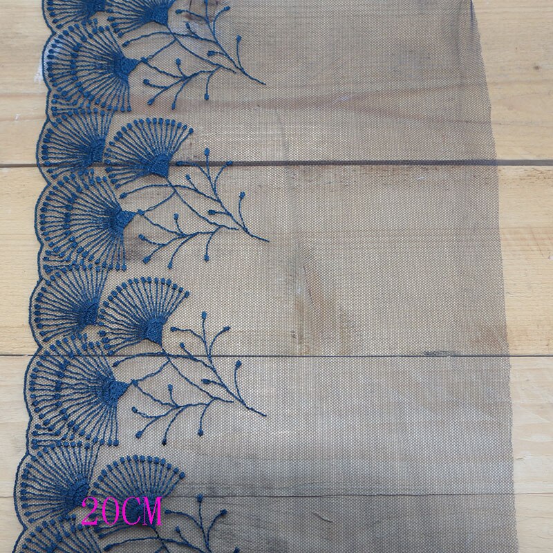 7 stil delikat broderi bomuldsnet broderi blonder diy dekorativ: Mørkeblå 20cm