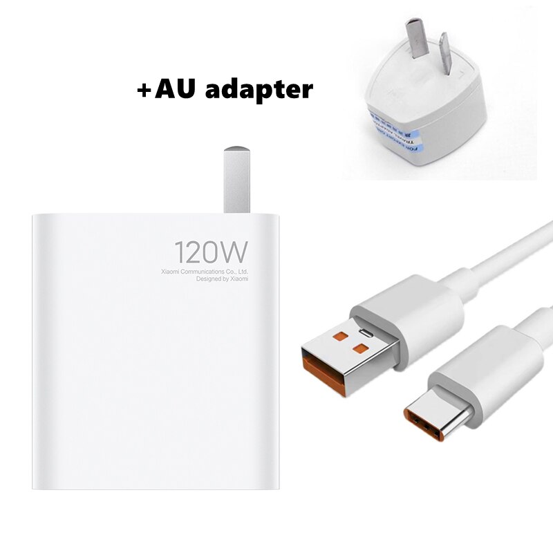 Originele Xiaomi Quick Charge 120W Charger Technologie Snelle Lading Met Type-C Kabel Voor Xiaomi 10 Ultra smartphones Laptop: add AU adapter
