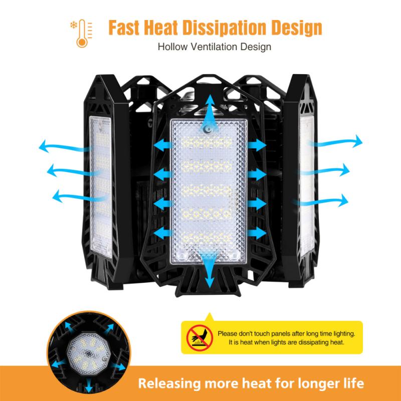 LED Garage Light Folding Lamp High Bay Light Indoor Light IP65 Waterproof Garage Lamp Industrial Lighting In Stock