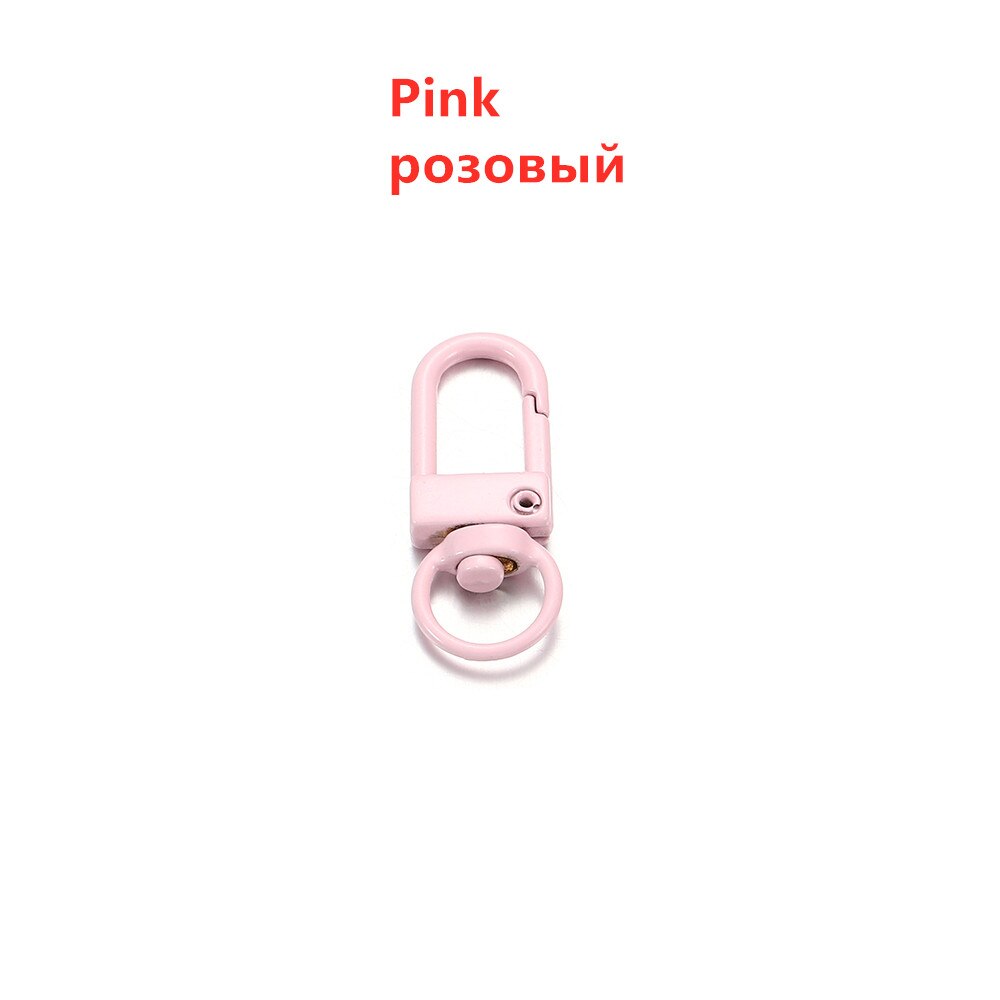 10 unids/lote de llavero colorido, cierre de mosquetón de Metal, Clips de gancho para llavero, ganchos, DIY, joyería, accesorios: Pink