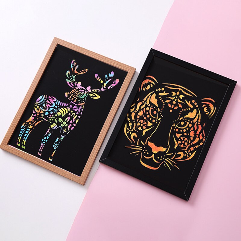 Animal Painting Template Kids Scratch Painting Stencils DIY Animal Album Hollow Out Ruler Hand-painted Coloring Books for Kids