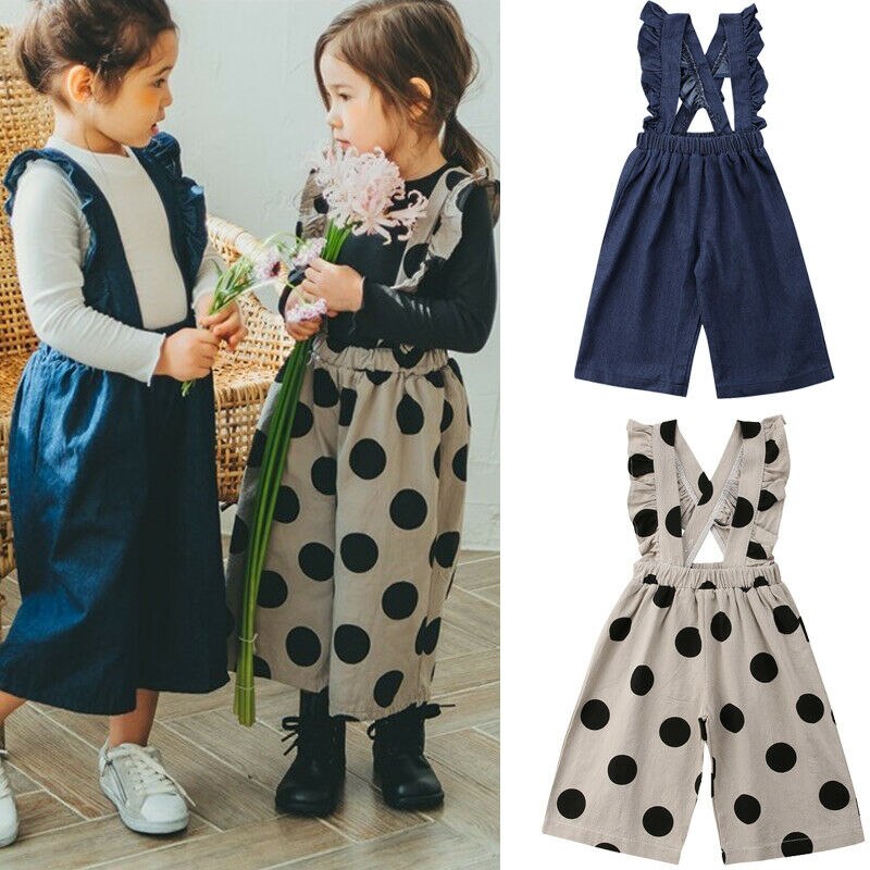 0-5T enfant en bas âge filles garçons enfants salopette jarretelle pantalon enfant décontracté coton bébé bavoir pantalon à pois combinaison