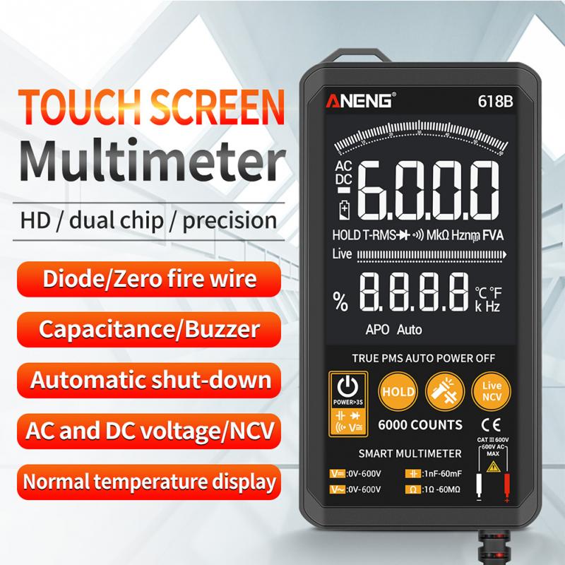 Aneng 618 Digitale Multimeter Dc Ac Voltmeter Ampèremeter Analoge Lcr Meter Condensator Ohm Hz Tester Auto Range Touch Screen Machine