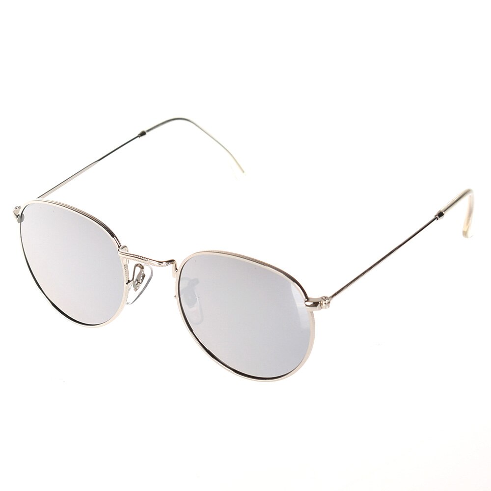 Cat eye vintage mærke rose guld spejl solbriller til kvinder metal reflekterende flad linse solbriller: Sølv
