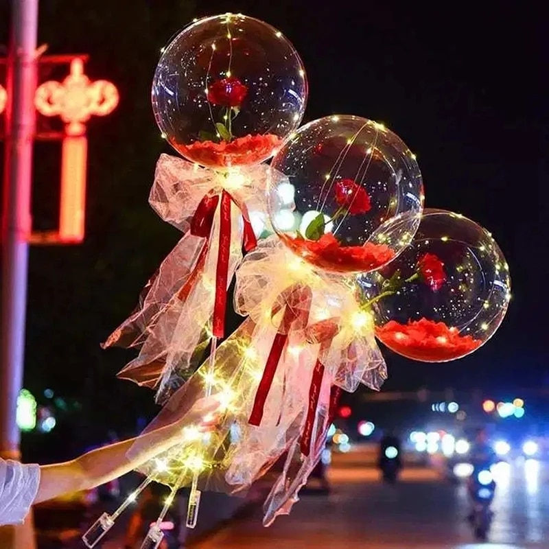 Led diy lichtgevende ballon roos boeket kerstversiering huis bruiloft decoratie bal roos valentijnsdag verjaardagsfeestje