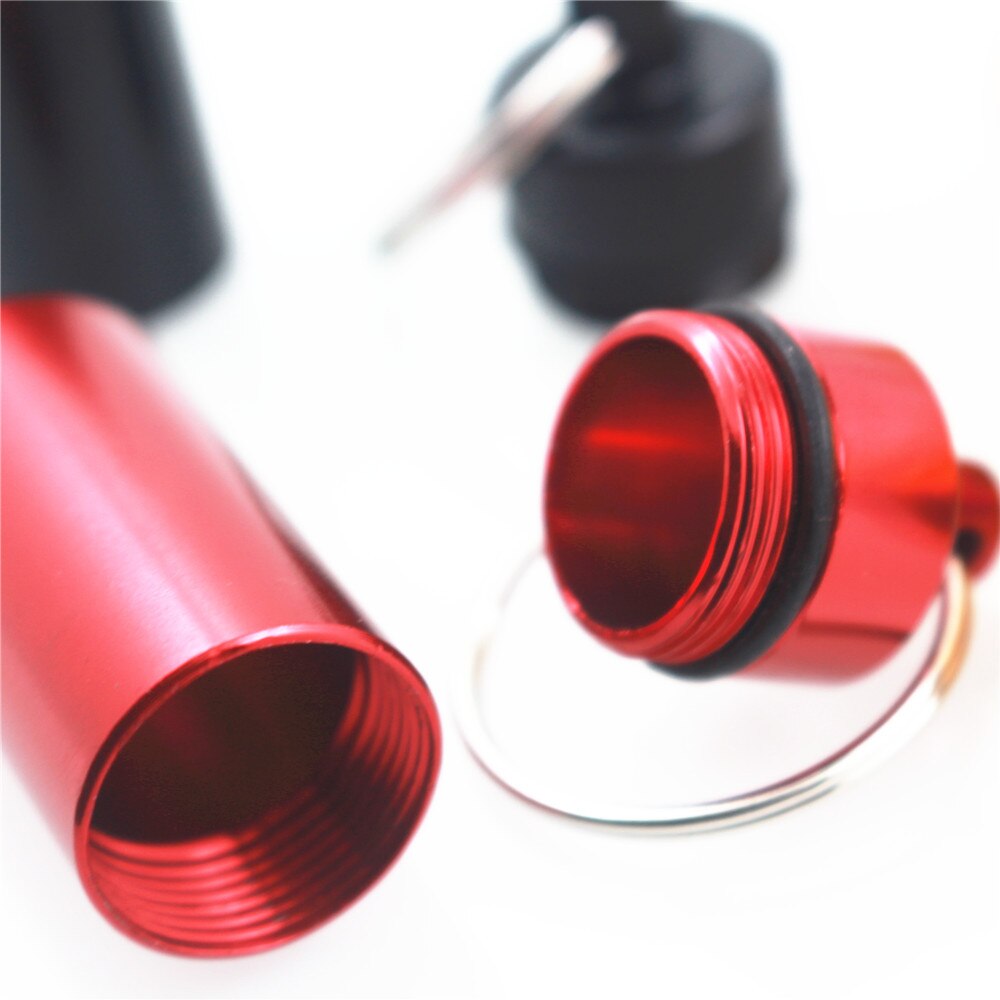 Waterdichte aluminium pillendoos voor buiten, medicijndoos, flessenhouder, sleutelhanger, karabijnhaak, pillendoosje