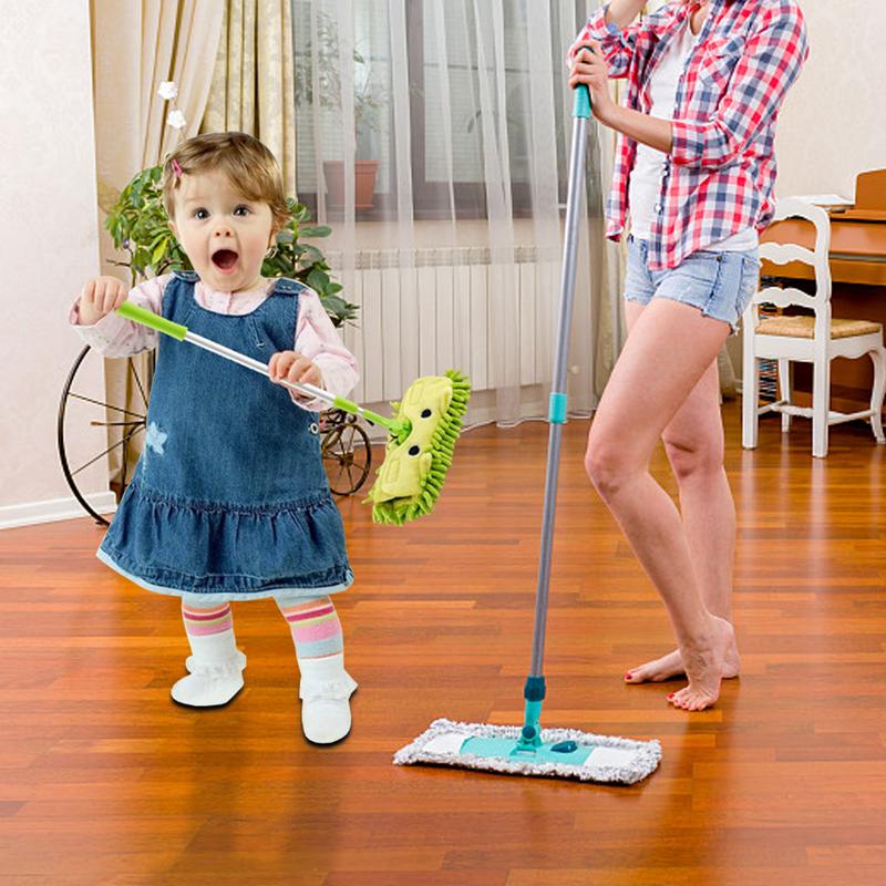 Barn moppe kost skraldespand sæt baby mini feje hus rengøring legetøj sæt teleskopisk tablet træk foregive leg