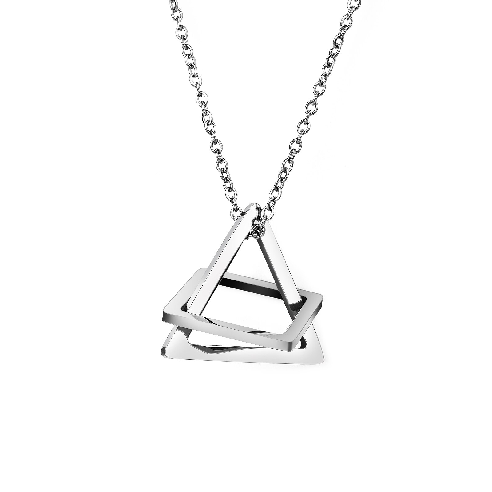 Geometric Men Pendant Necklace Classic 316L Stainless Steel Chain Necklace For Man Male Punk Jewelry Party: Silver 3