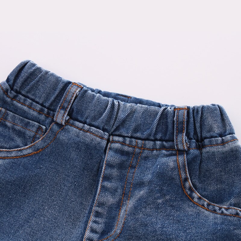 Hej god fornøjelse drenge og piger flåede jeans efterår stil denim bukser til børn børn hul bukser forårs tøj