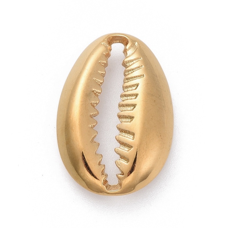 10pcs 304 Stainless Steel Cowrie Shell Pendants jewelry DIY Making Decorate 19x13x3mm, Hole: 16x2mm, Golden F50