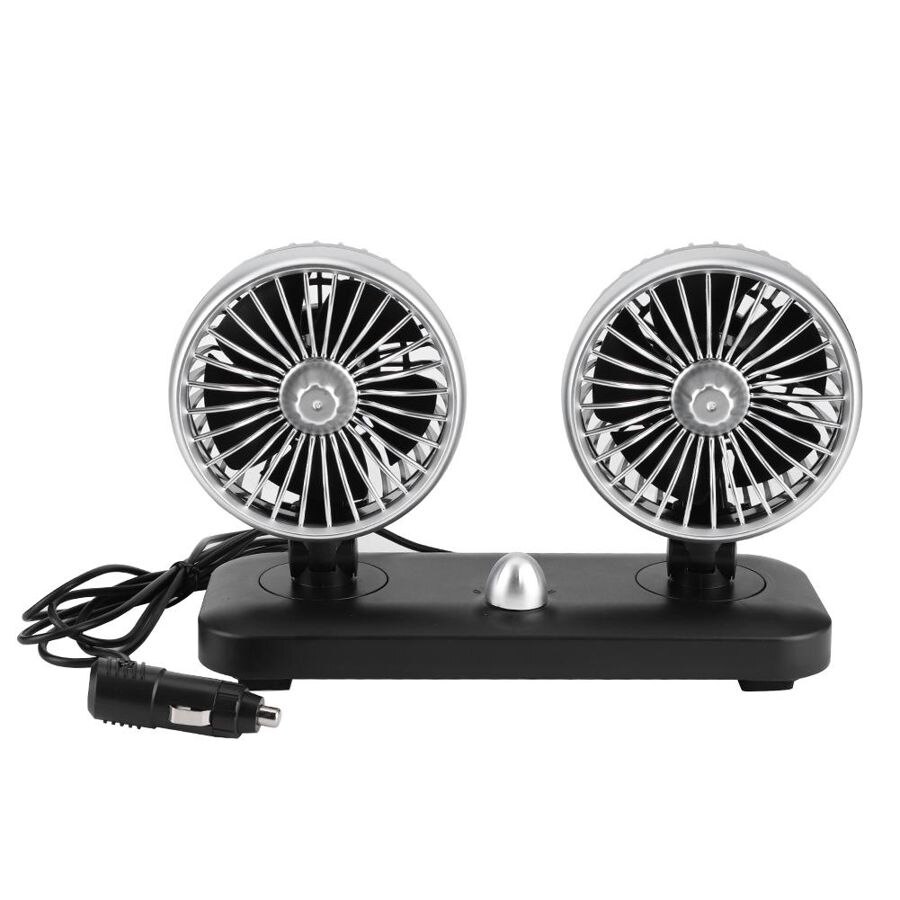 12V Universal Car Electric Fan Dual Head 180 Rotatable Auto Air Cooling Dashboard Mount Car Cooling Fan Arrivals