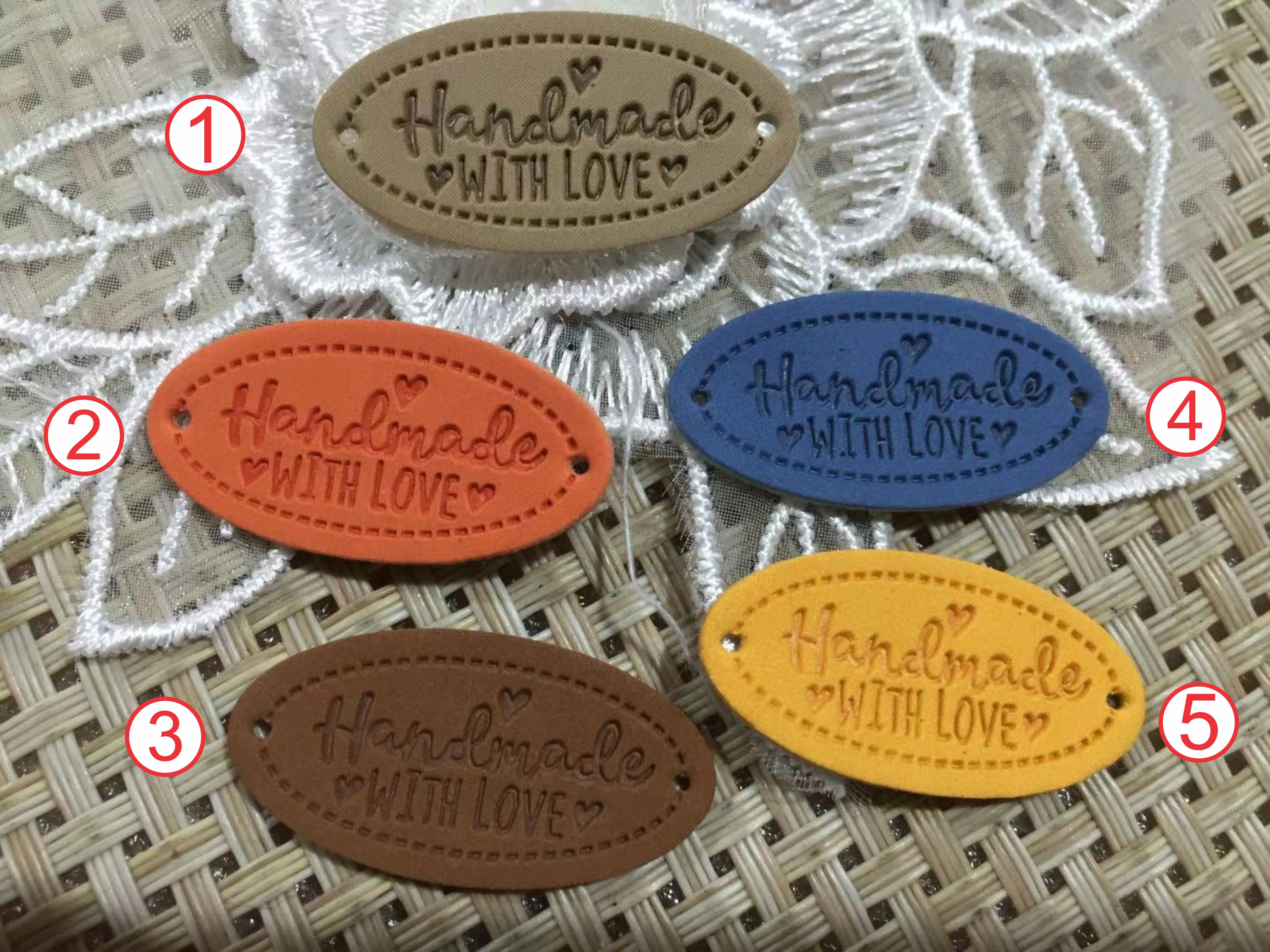 50 pcs hand made PU leather Labels 32mm* 16mm /leather label /handmade with love label /pu label