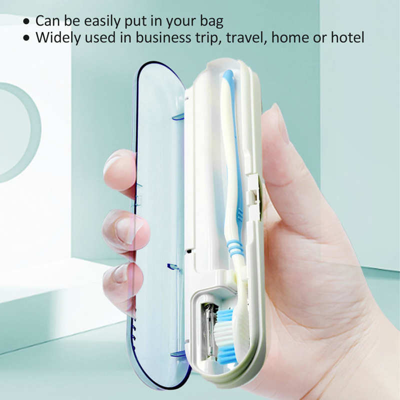 Sanitizer UV Toothbrush Cleaner Box Portable Auto Power Off Ultraviolet Toothbrush Cleaning Organizer Case Blue Sterilizer
