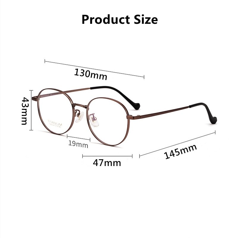 Gafas de marco completo de titanio para hombre y mujer, lentes ópticas ultraligeras y redondas, de cara ancha, para miopía, T3933
