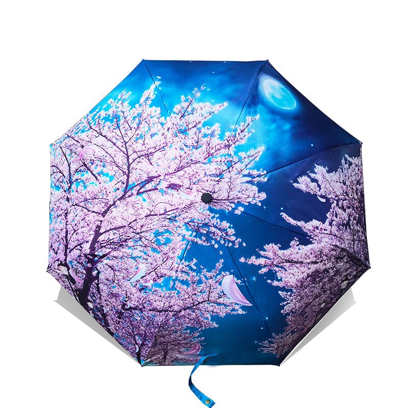 LISM-paraguas plegable para mujer, sombrilla con pintura de Van Gogh, arte chino Sakura, a prueba de viento, Anti-UV, YHS03: OUB03