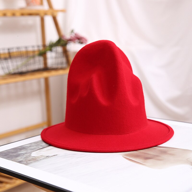 Pharrell hat filt fedora hat til kvinde mænd hatte sort top hat han 100%  australia uldhætte: Rød