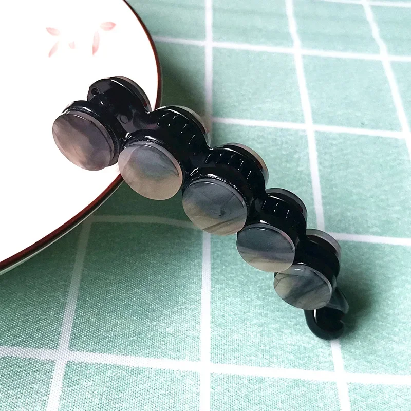 Simple Marble Pattern Banana Clip Women Acetate Leopard Ponytail Holder Hair Clip Casual Tortoiseshell Large Hairpin: DARK GRAY