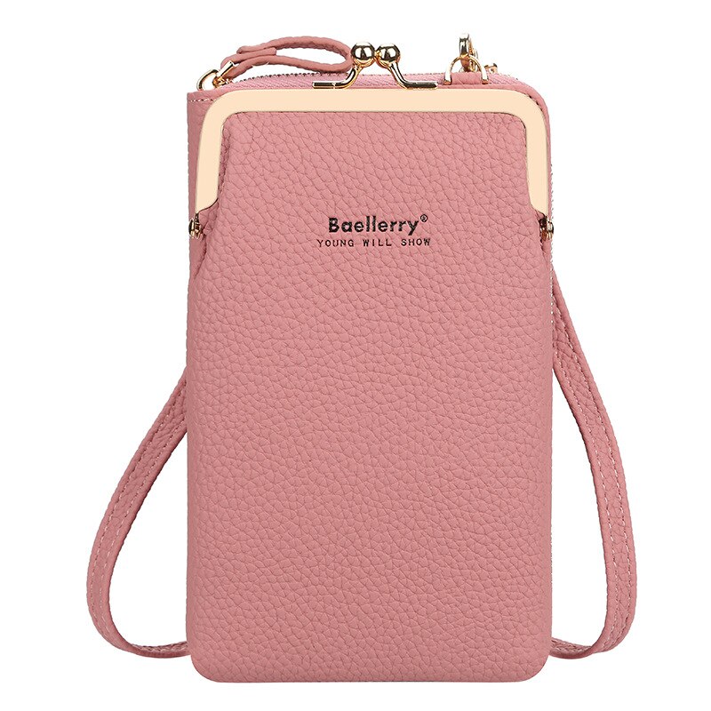 Dames PU Leer Schoudertas - Multifunctionele Crossbody Portemonnee met Rits & Hasp: Style1-Dark pink