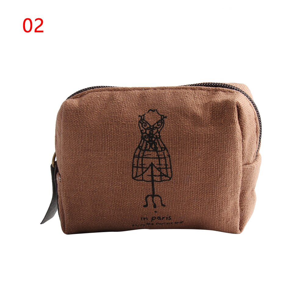 Retro klassisk lærred mønt taske pung til kvinder pige lynlås tegnebog lille mønt pung taske holder mini nul pung: 2