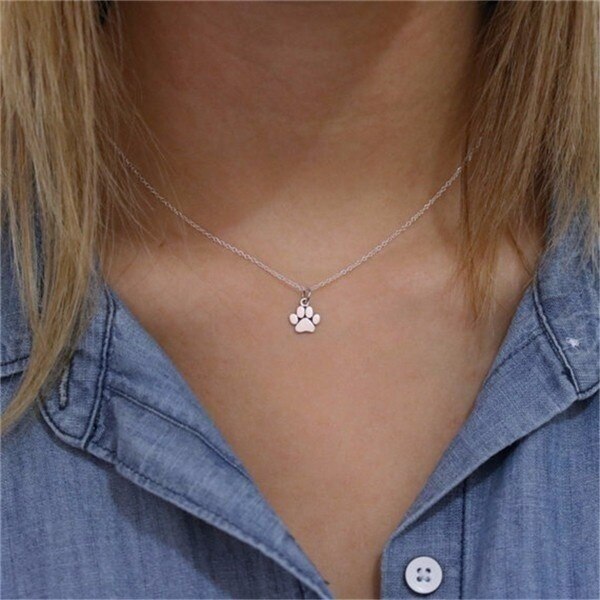 Delysia King Women Trendy Pet memoriale collana in oro ragazze simpatico ciondolo con stampa zampa di animale