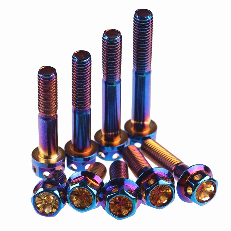 304 stainless steel screw electroplating M6 M8 outer hexagonal hollow flange head burnt titanium burnt blue electric motorcycle