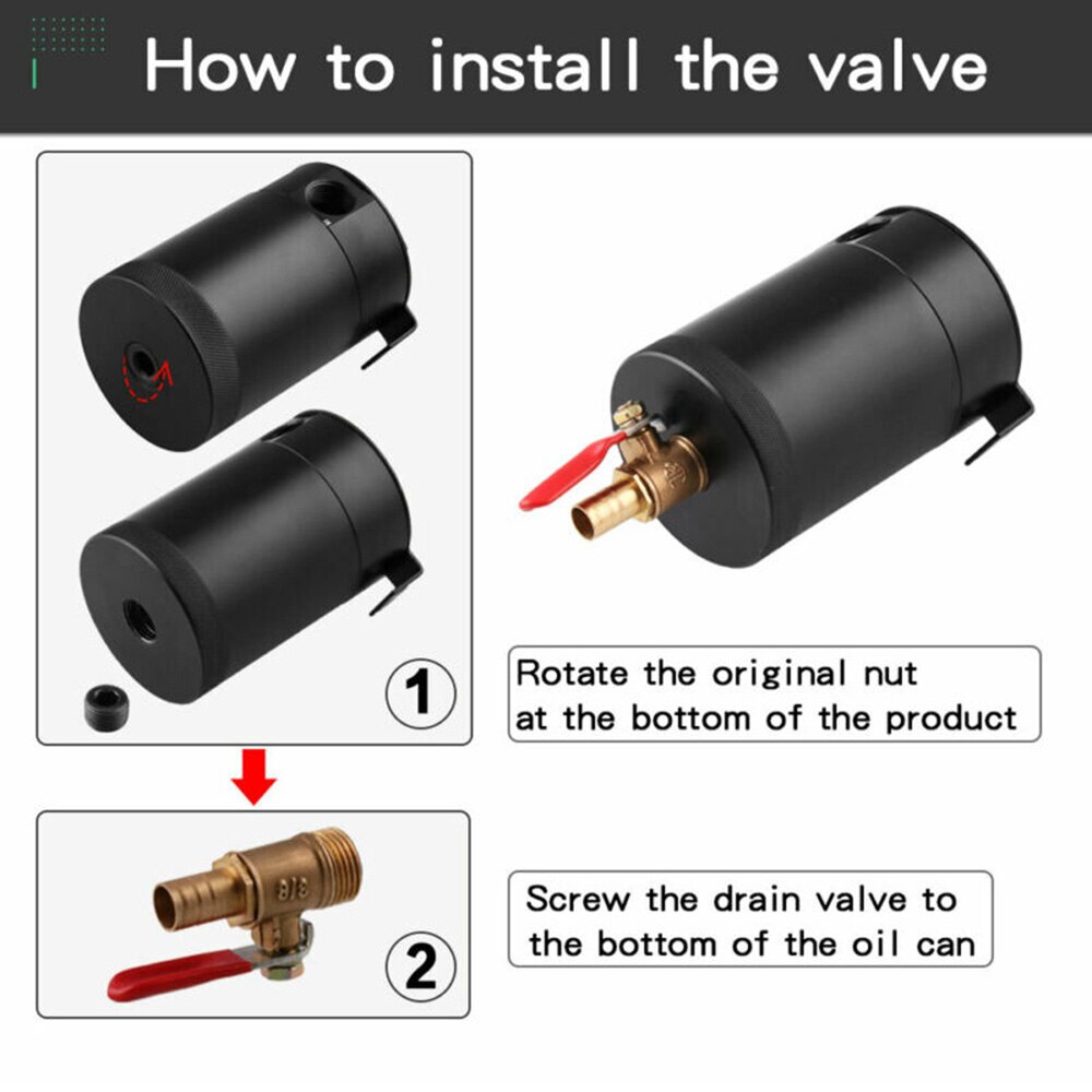 Tank Oil Catch Can 2Port Drain Valve Breather 1pc Black 3/8\" NPT