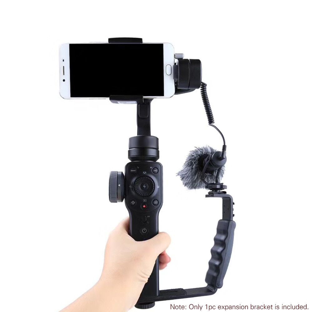 Camera Handheld Gimbal stabilizer L-shaped Gimbal Expansion Bracket Holder with 2 Shoe Mounts for Microphone Video Light