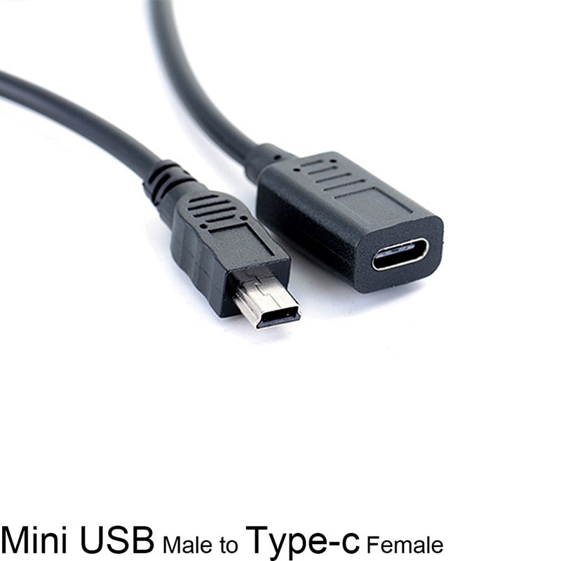30 cm Mini USB Male naar Type-c Vrouwelijke Lading Data Adapter Kabel Cord Adapter