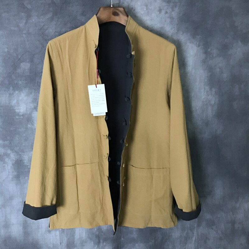 Hommes chinois traditionnel Tang costume veste réversible Wu Shu vêtements manches longues Kung Fu Wing Chun chemise 2 faces