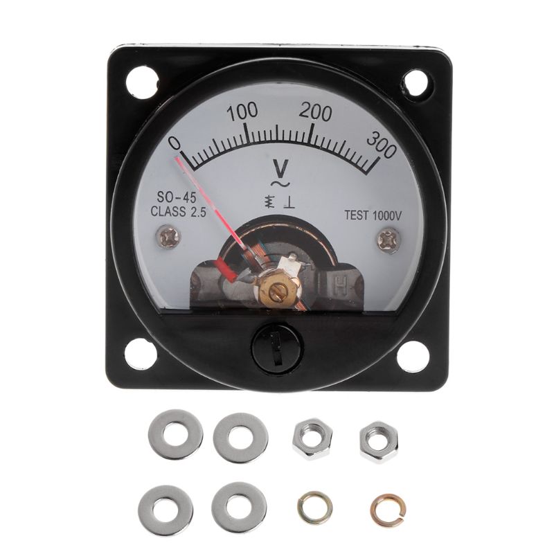 Voltmeter SO-45 AC 0-300V Round Analog Dial Panel Meter Voltmeter Gauge Black