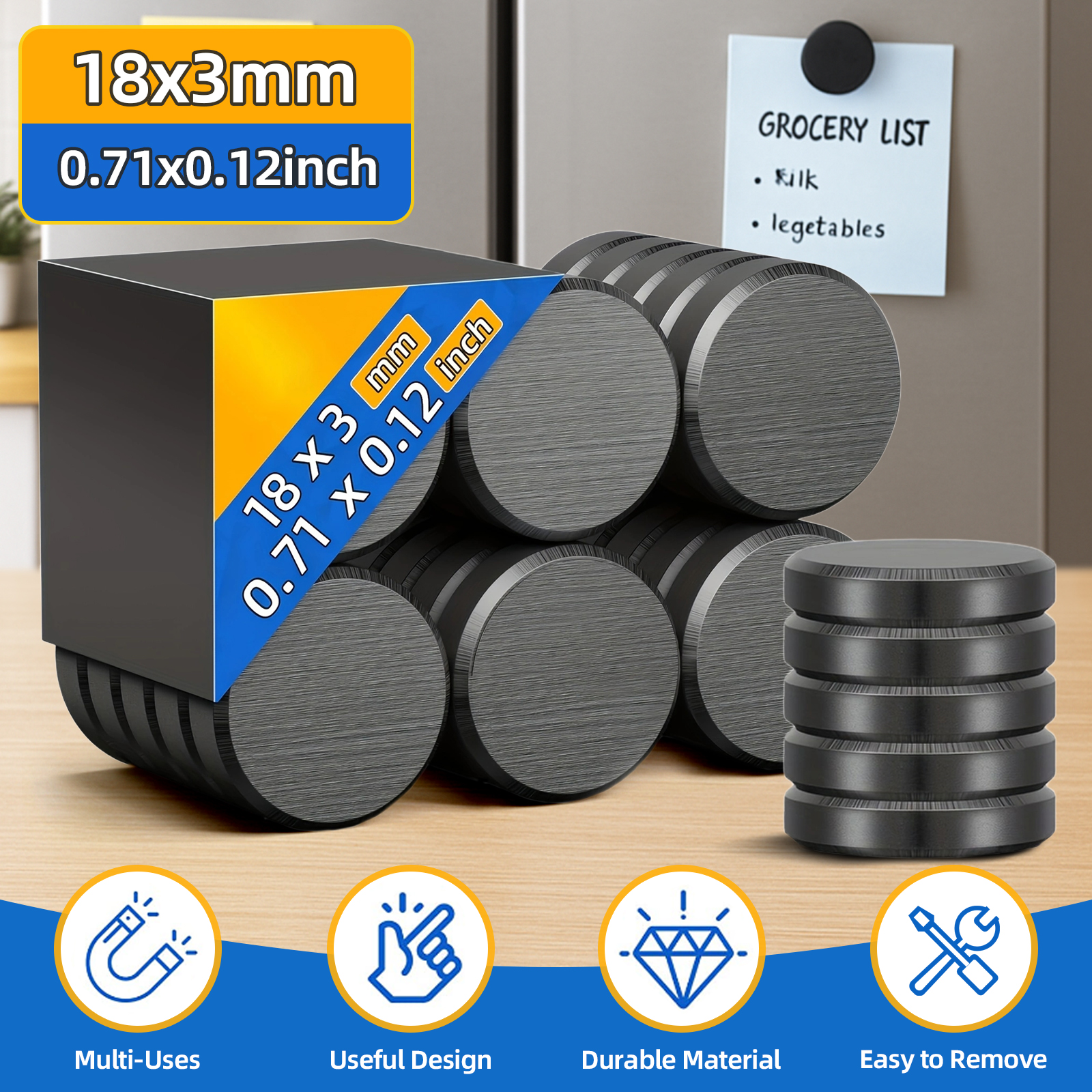 Ceramic Magnets, Small Round Disc for Crafts, DIY, Science, Hobbies, Projects, Fridge - Flat Circle Ferrite Industrial Magnets