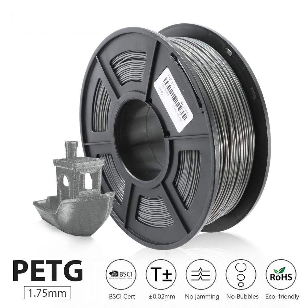 PETG Filament 1kg 1.75mm Tolerance +/-0.02mm 320m/Roll Translucent Good Toughness Non-toxic Printing Material for FDM 3D Printer: Grey