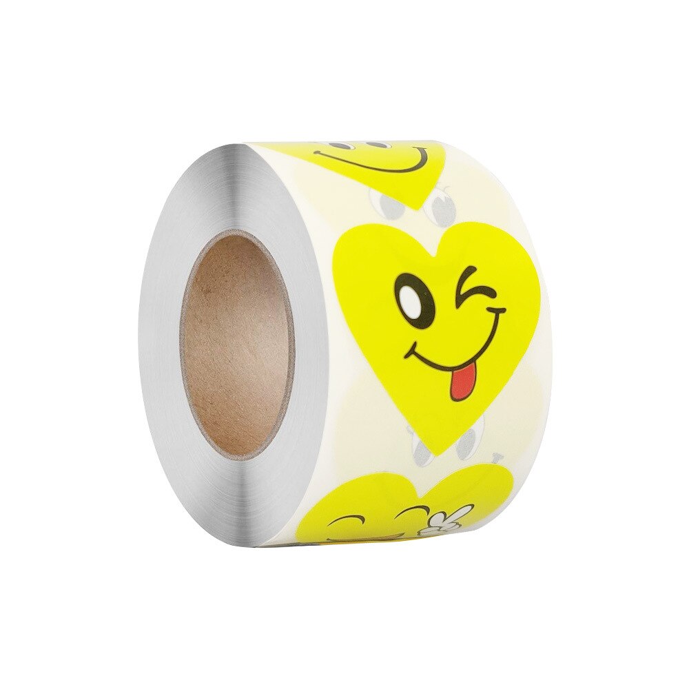 50-500pcs Heart Shape Smiley Face Sticker for Kids Classroom Teacher Supplies Reward Encouragement Motivational Children Sticker