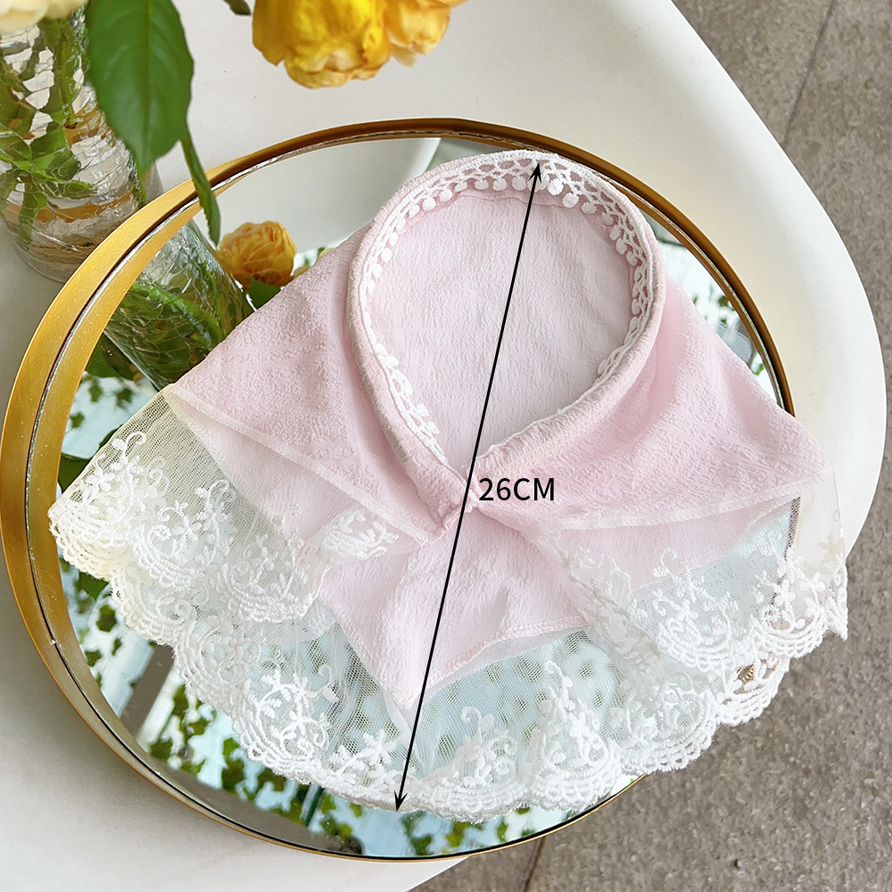 pañuelo para el pelo de encaje Floral tejido blanco o rosa, pañuelo triangular Retro para mujer, sombrero, foto de viaje, diadema, accesorios para el cabello: Azul cielo