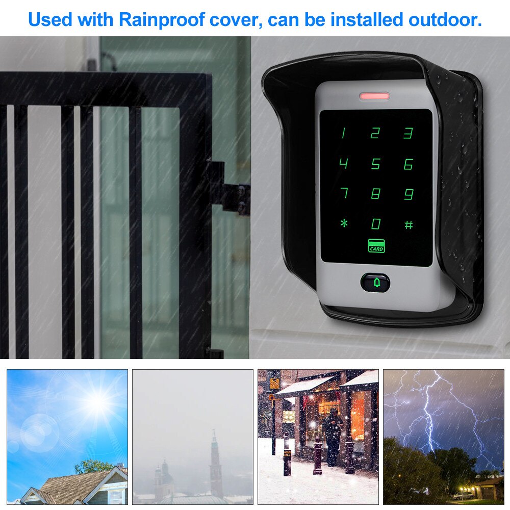 Sant alone RFID Access Control Touch Metal Keypad With Waterproof/Rainproof Cover 10 Keychains For Door Lock System 8000 Users