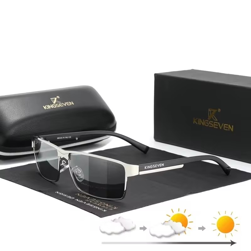 KINGSEVEN Men Polarized Photochromic Sunglasses Women Chameleon Sun Glasses UV400 Anti-glare Driving Square Eyeglasses