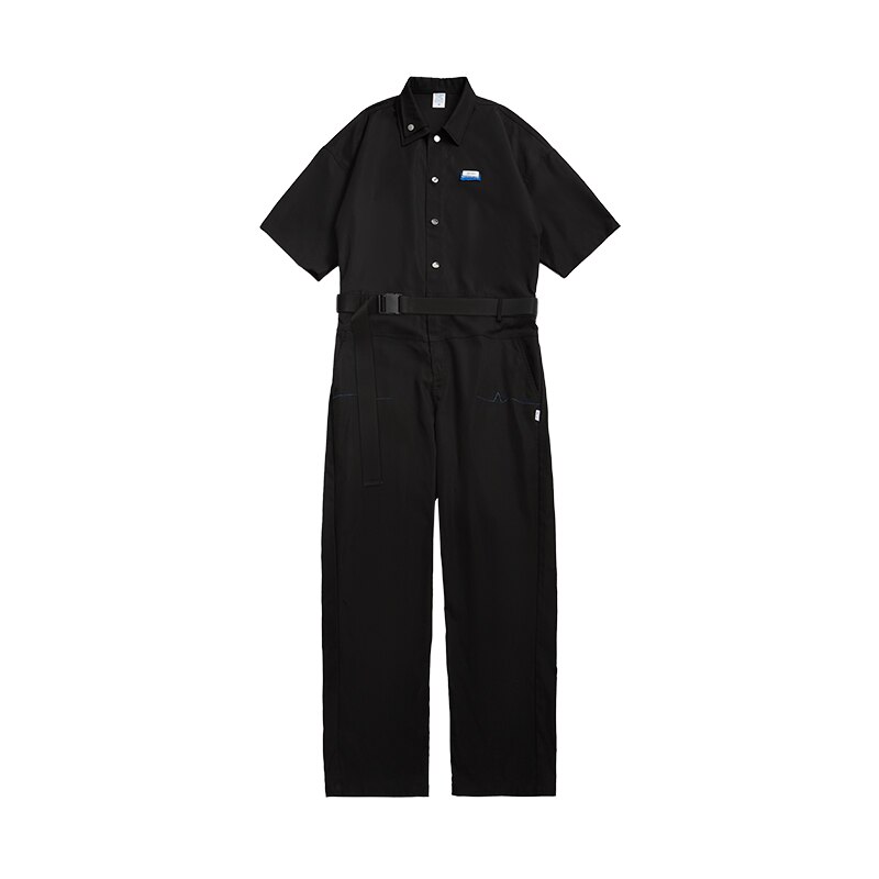 Inflar monos Harajuku con cinturón para hombre, ropa informal japonesa, mono holgado de Hip-Hop, 3671S21, novedad de: M / black