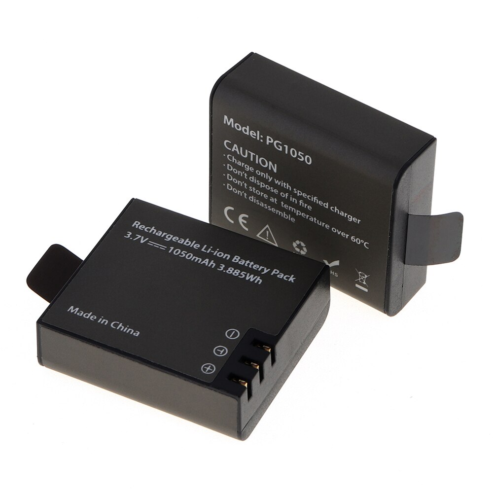 EKEN 2pcs/set 3.7V PG 1050mAh Battery for EKEN SJCAM Action Camera h9r h8r h6s h5s H3r C30 F68 SJ4000 with Dual Battery Charger