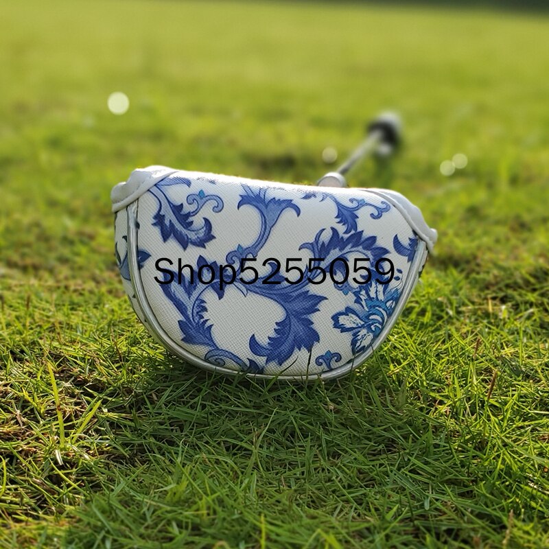 Blue and White Porcelain Golf Club Driver Fairway Wood Hybrid UT Putter Mallet Putter Headcover Sports Golf Club Equipment: Small Size