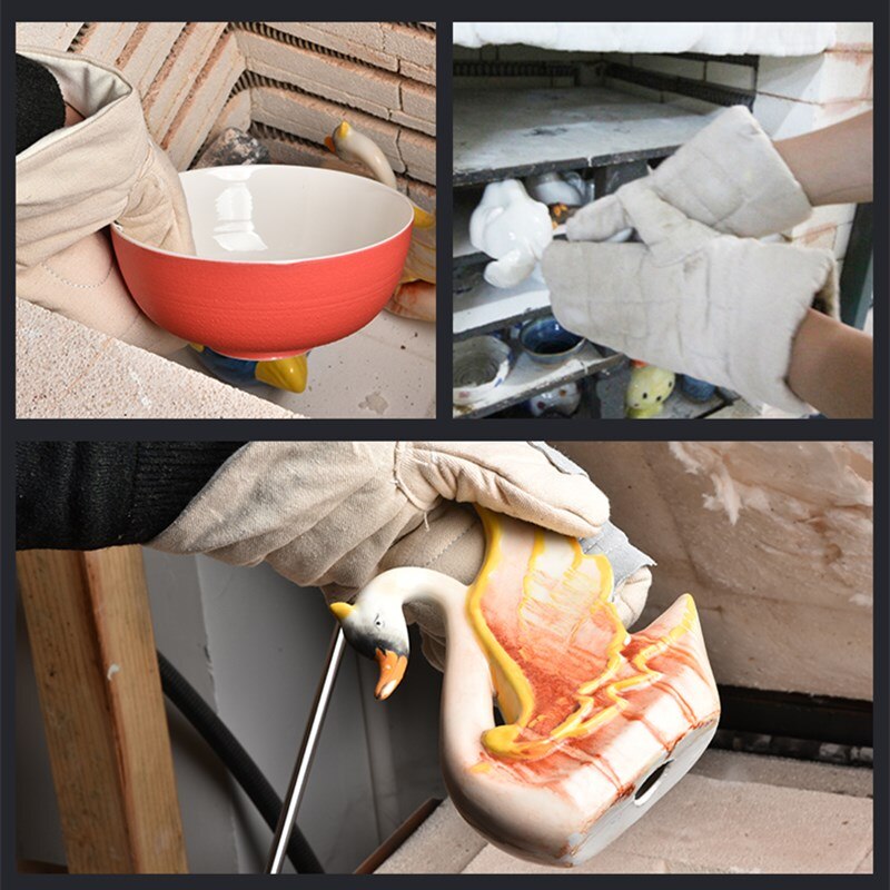 Pottery Tools 2pcs High Temperature Resistant Cotton Gloves, Anti-scald Thermal Insulation Gloves, DIY Ceramic Kiln Utensils