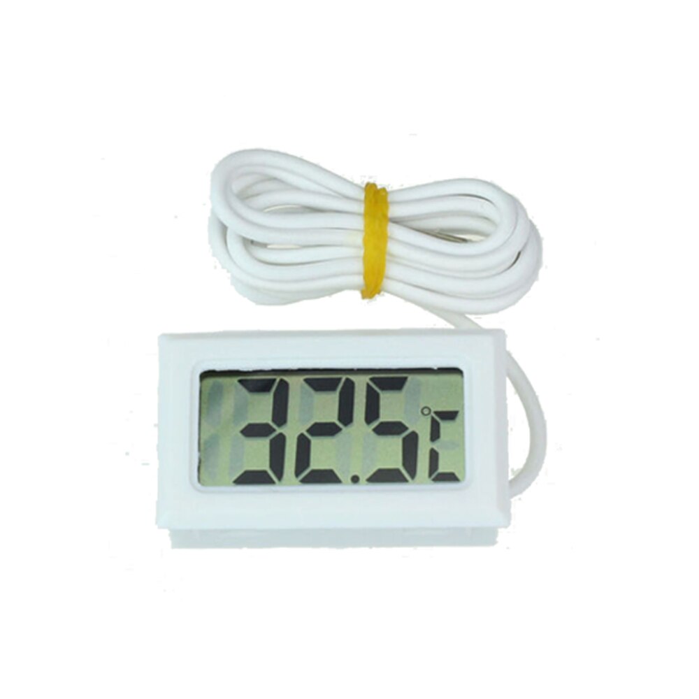 Mini Digital Lcd Indoor Convenient Temperature Sensor Humidity Meter Thermometer Hygrometer Gauge Tester Temp Sensor: With Wire White A