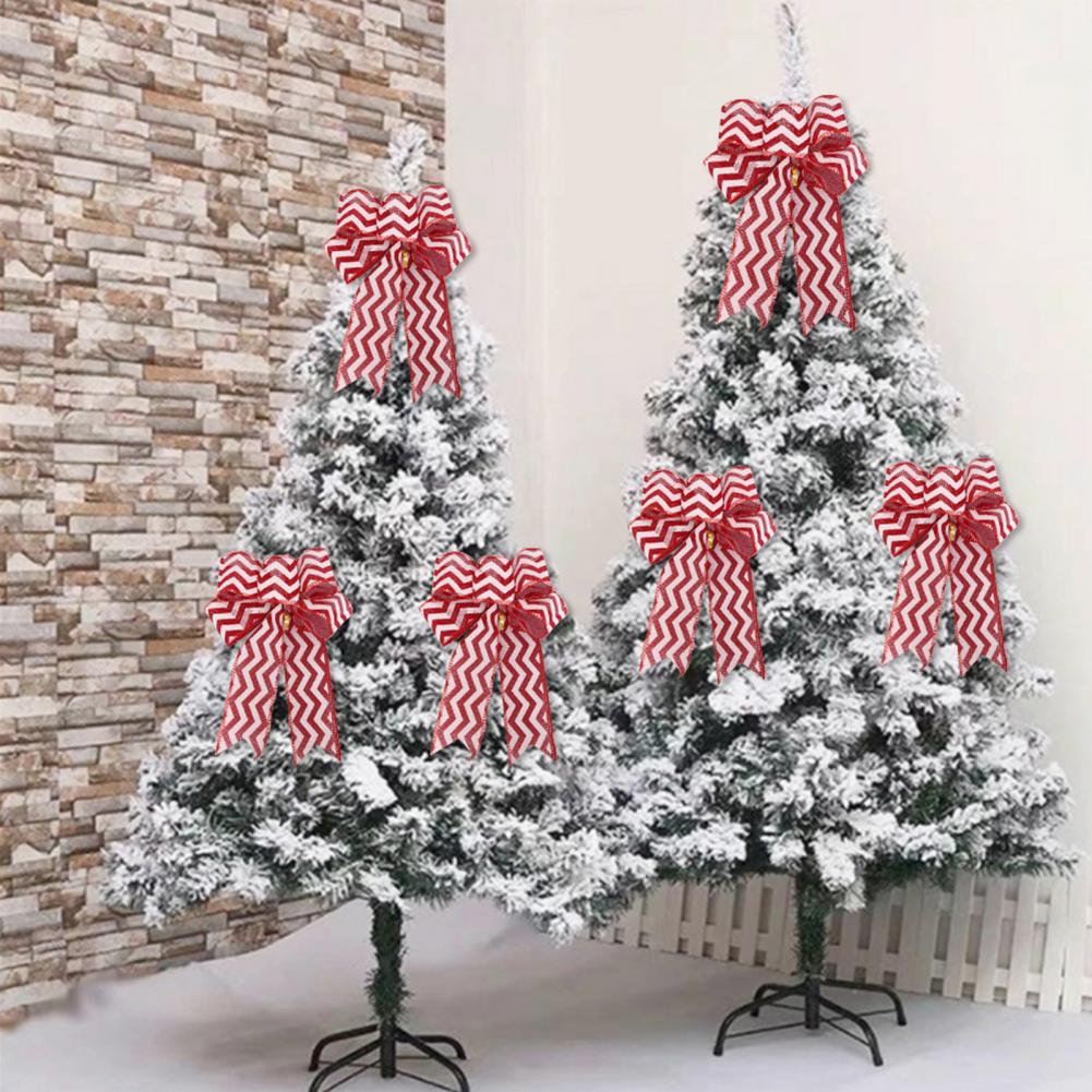 80%HOTDecorative Bows Xmas Theme Multi Patterns Christmas Tree Hanging Bowknot Decoration for Decoration