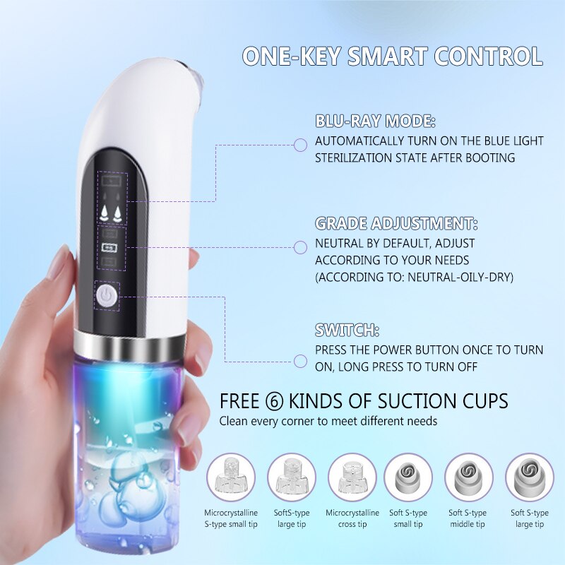 Electric Small Bubble Blackhead Remover Vacuum Black Dots Deep Face Cleansing Acne Pimple Remover Pore Remover Skin Cleaner