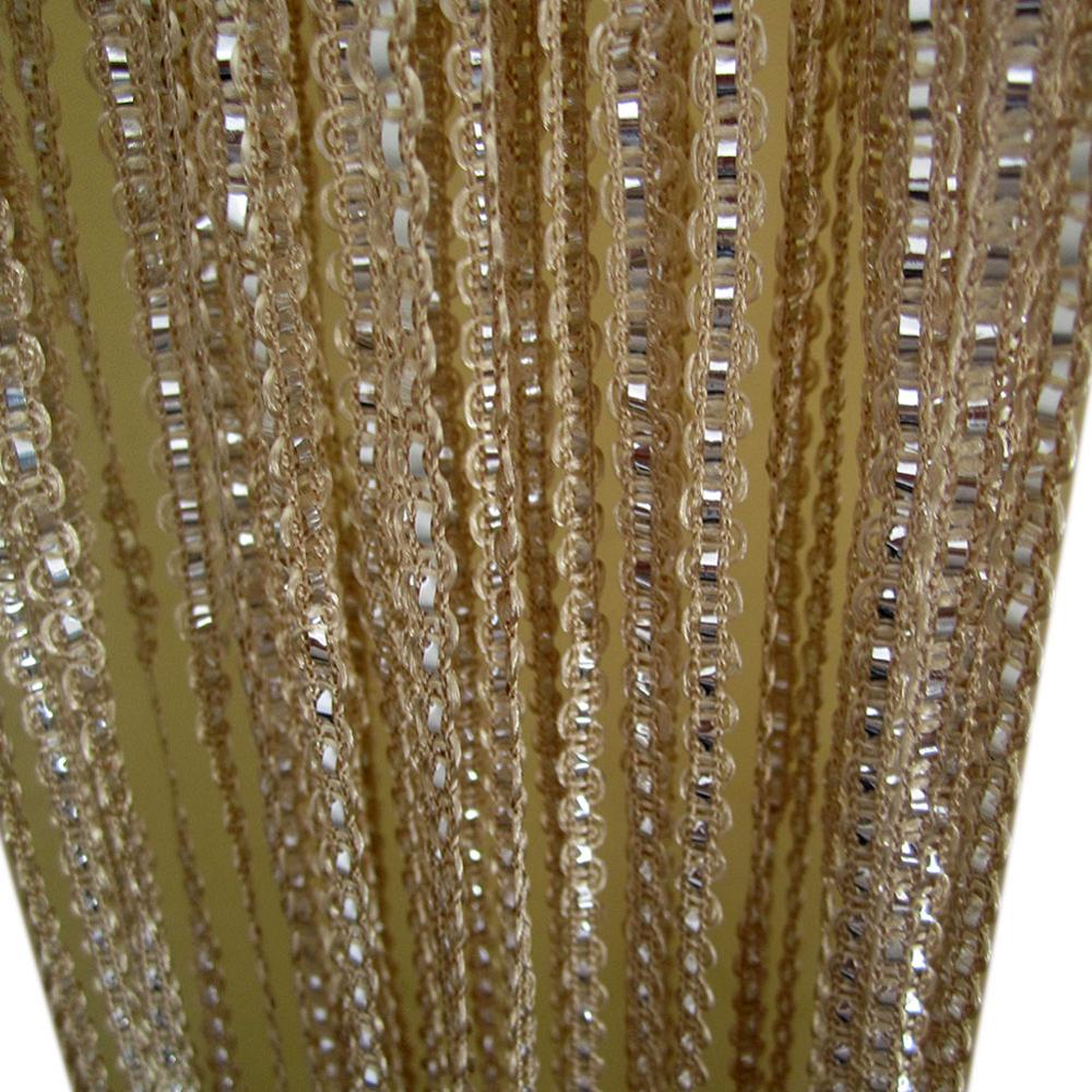 Zidetang glitter s stil polyester sträng dörr gardin frans tråd tofs rumsavdelare gardin panel deco fönster myggnät: Champagne / 100cm by 200cm